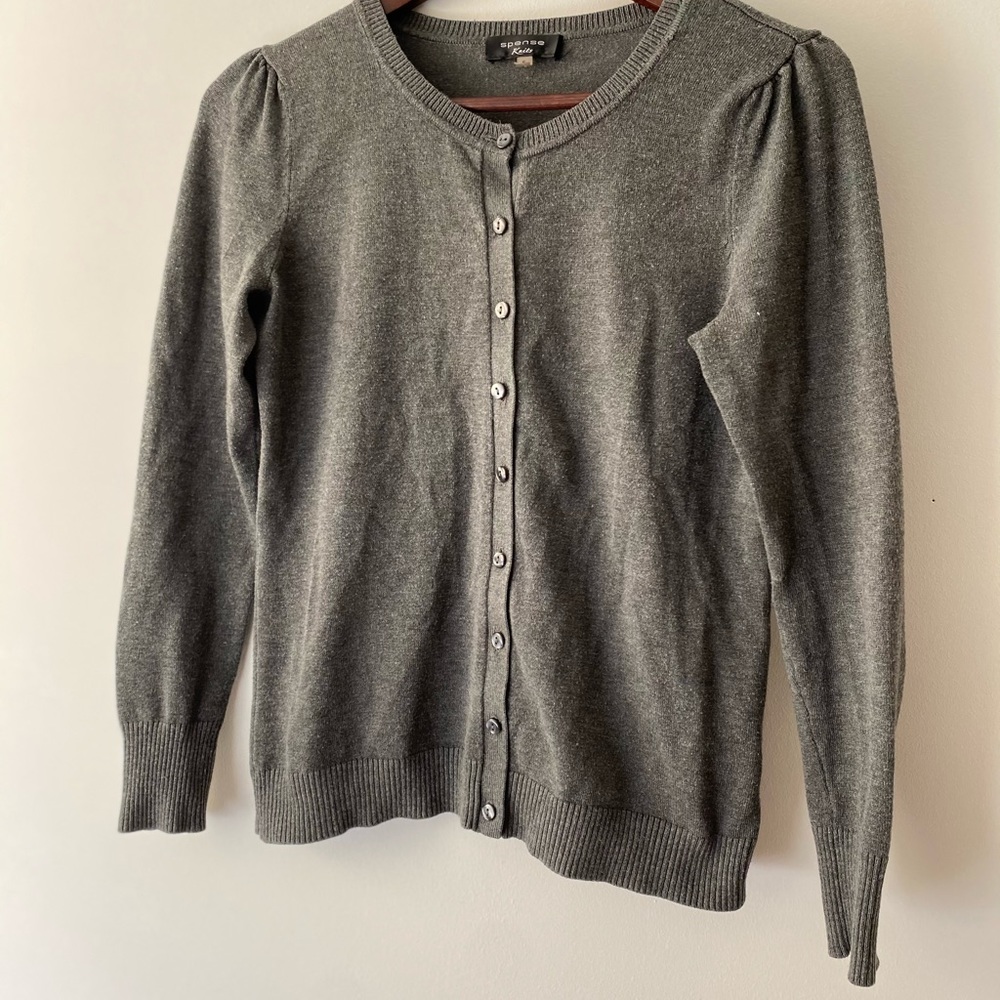 3/$25 Spense light weight button up grey cardigan Small